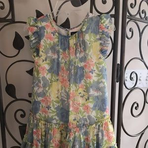 Girls light blue print Sunday dress